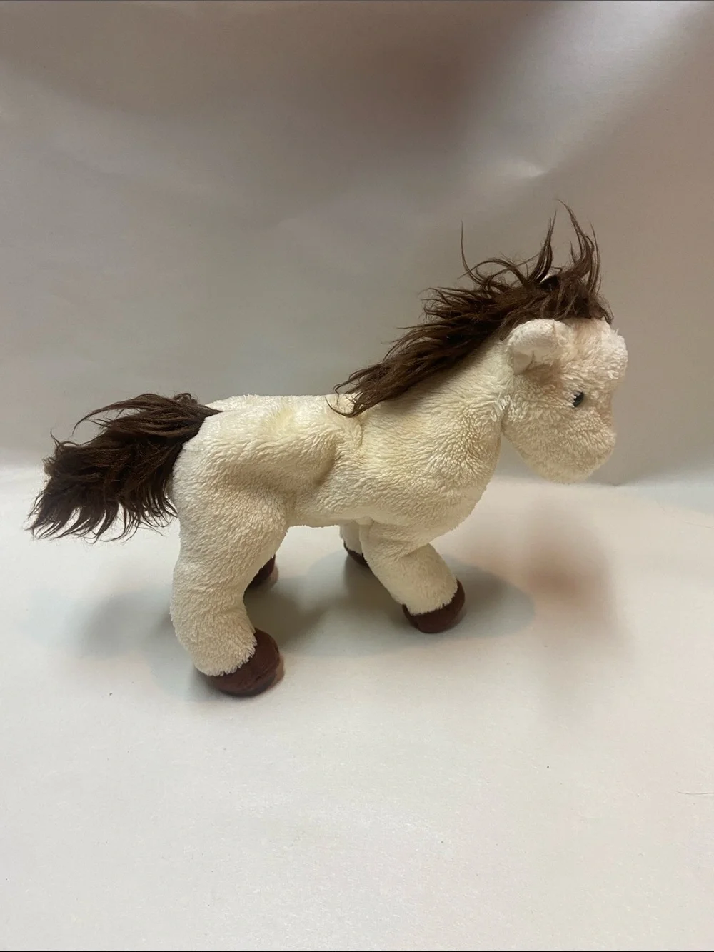 Ty Plush Cream and Brown Horse Stuffed Animal Beanie Babies